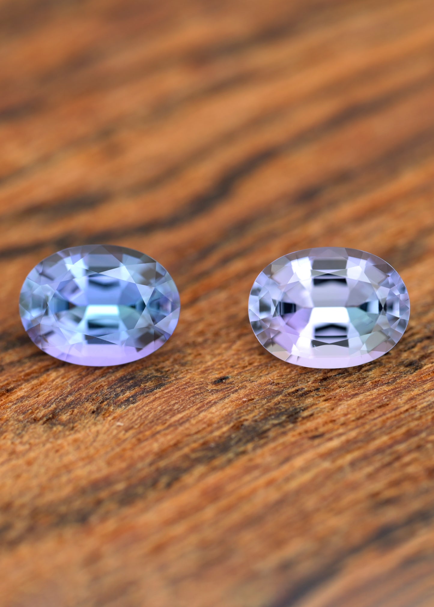 Peacock Tanzanite pair 2.55ct
