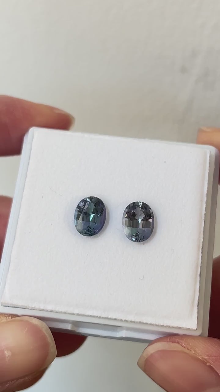 Peacock Tanzanite pair 2.55ct